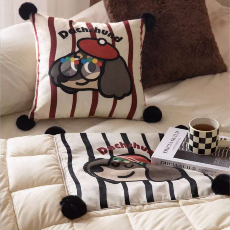 Happy Dachshund Pillow Quilt
