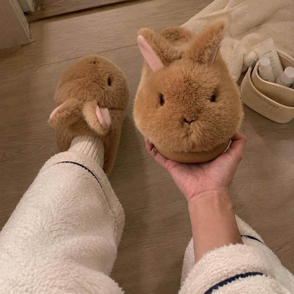 Fluffy Bunny Plush Slippers in a soft rabbit design