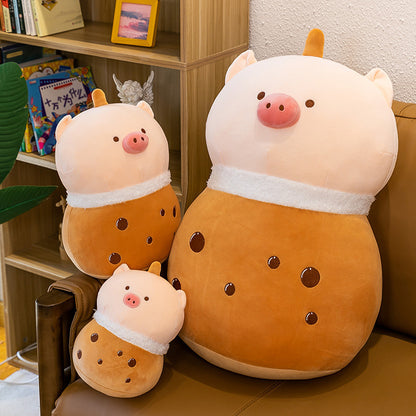 Boba Tea Pig Plush Toy