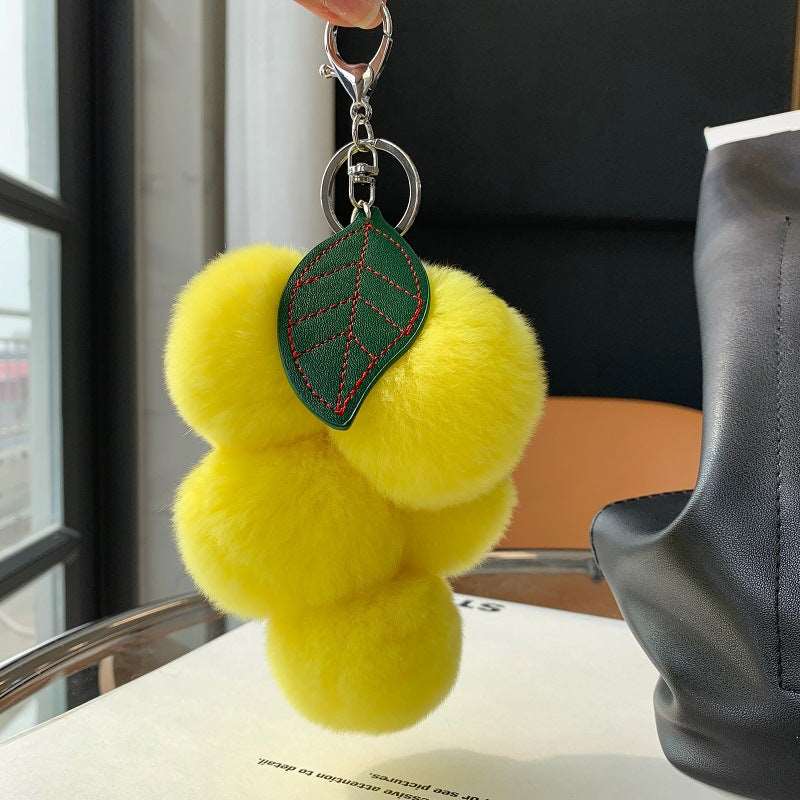 Creative Fruit Hairball Grape String Key Chain