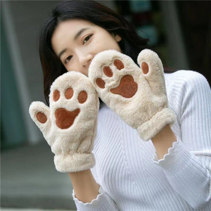 Bear Mittens Warm Plush Gloves