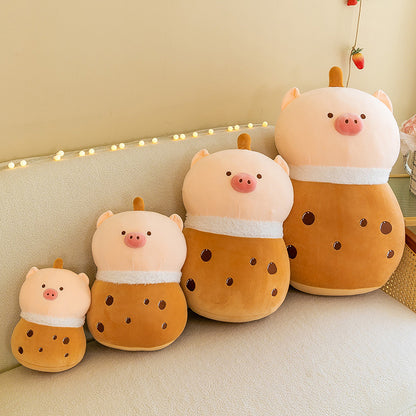 Boba Tea Pig Plush Toy