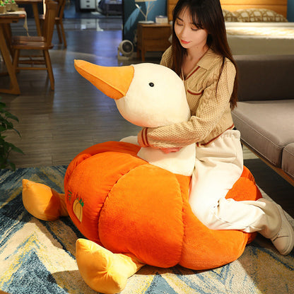 Whimsical Pumpkin Duck Plush Doll