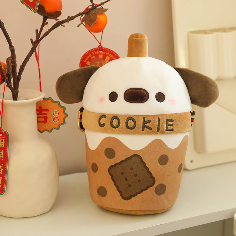 White Bichon Frise Plushie Bubble Tea Cookie Bag