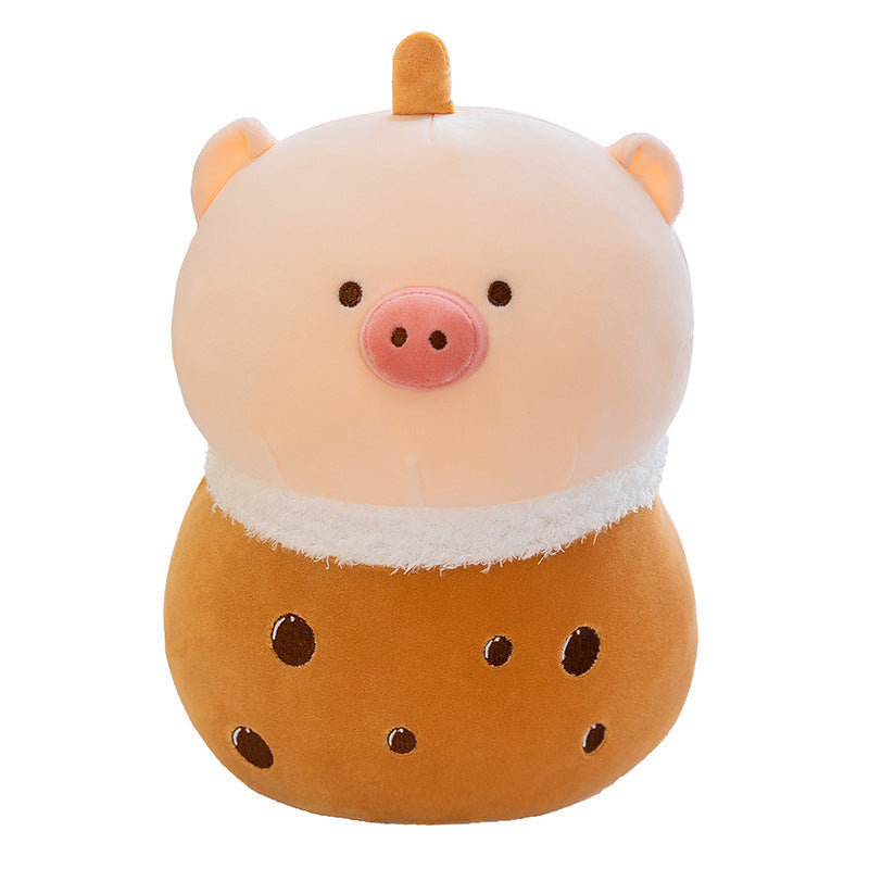 Boba Tea Pig Plush Toy