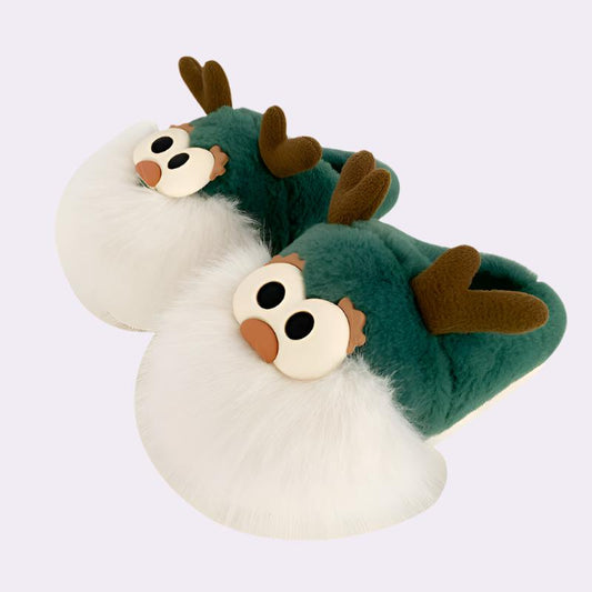 Plush Reindeer Slippers