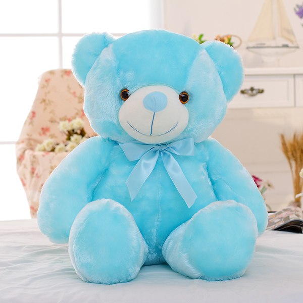 Light Up LED Glowing Teddy Bear Stuffed Animal Plush Toy Blue 25cm