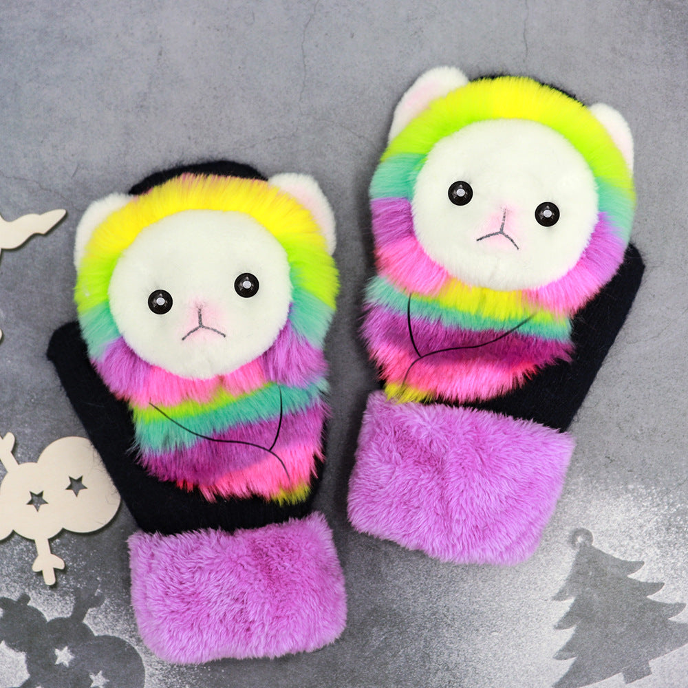 Winter Plush Animal Gloves – Warm Plush Fur for All Ages