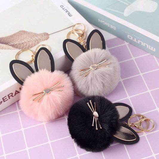 faux fur ball keychain