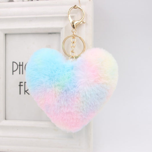 fluffy pom pom keyring