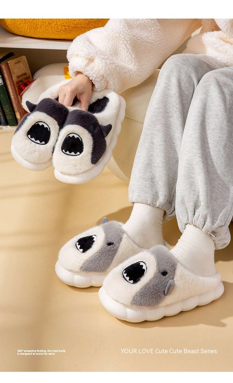 Cartoon Shark Plush Slippers