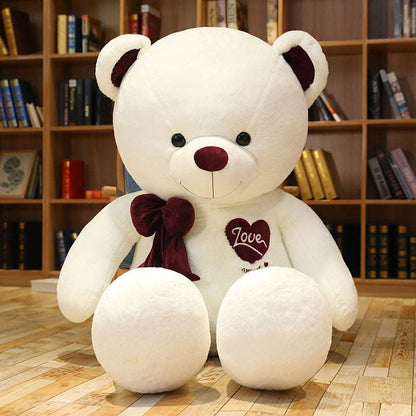 Large Plush Teddy Bear with Bow