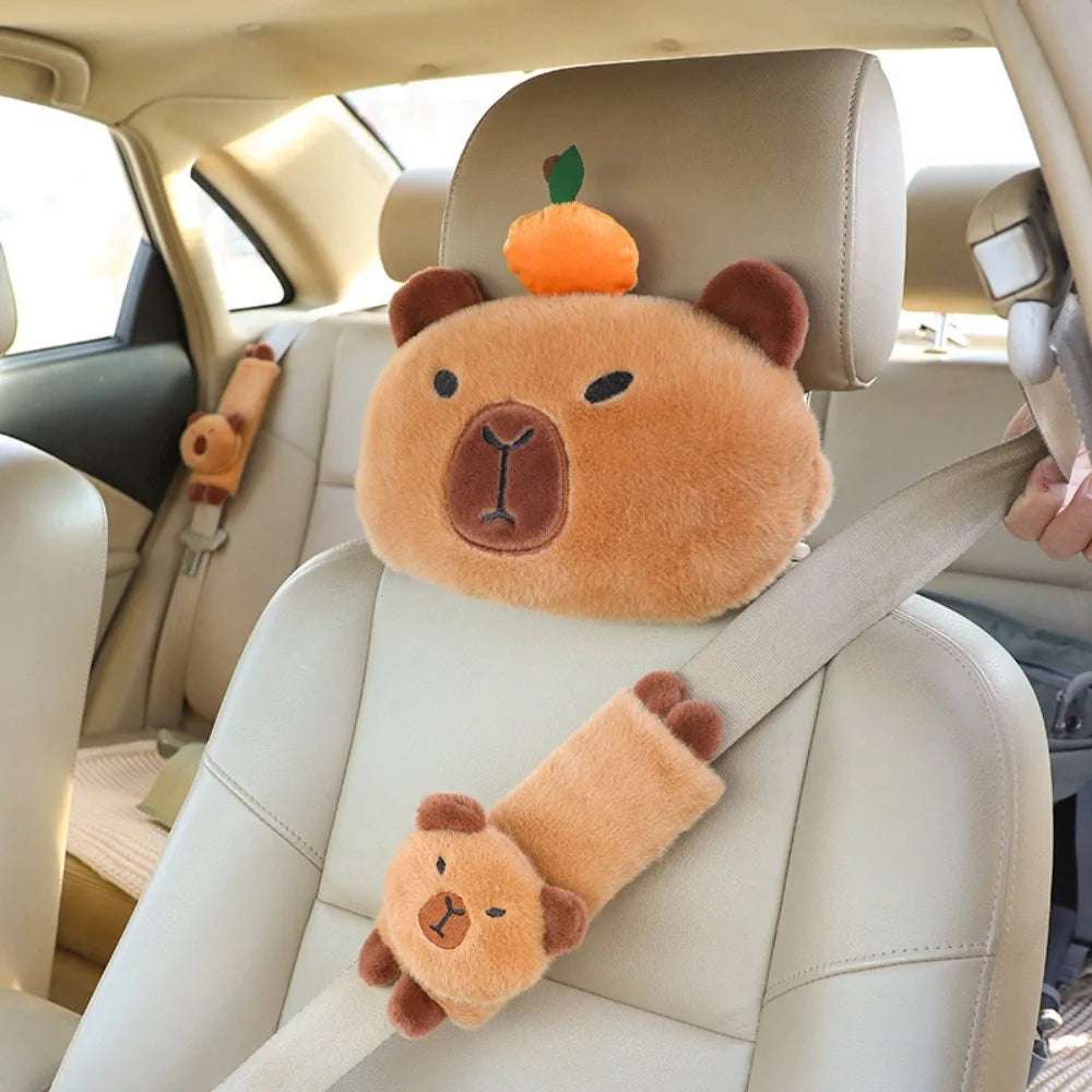 Capybara car headrest pillow plush neck support cushion