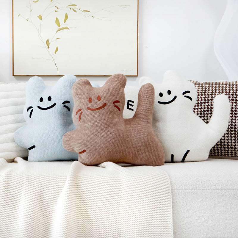Chenille Cat Throw Pillow