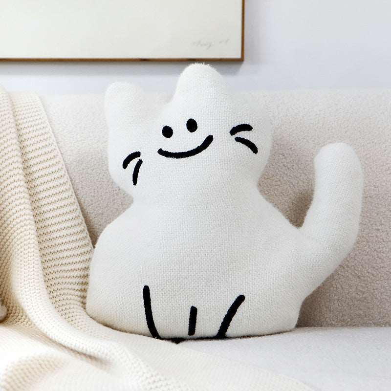 White Soft chenille cat pillow