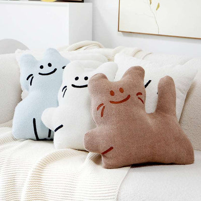 Soft chenille cat decor pillow