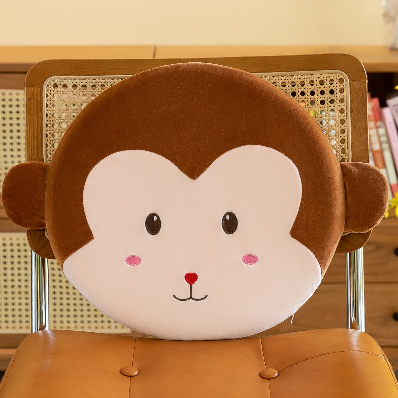 Cute plush memory foam chair cushion with animal face