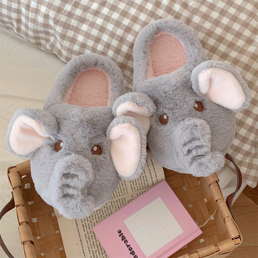 Warm winter elephant slippers for adults