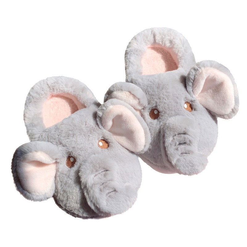 Plush elephant slippers non slip sole
