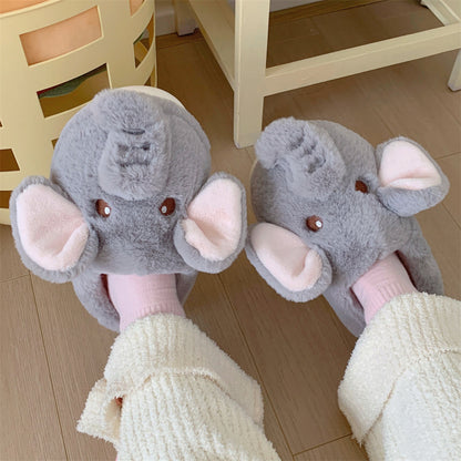 Grey elephant indoor cotton slippers