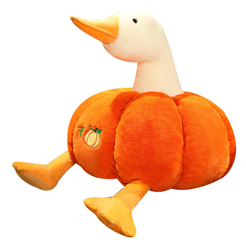 Whimsical Pumpkin Duck Plush Doll