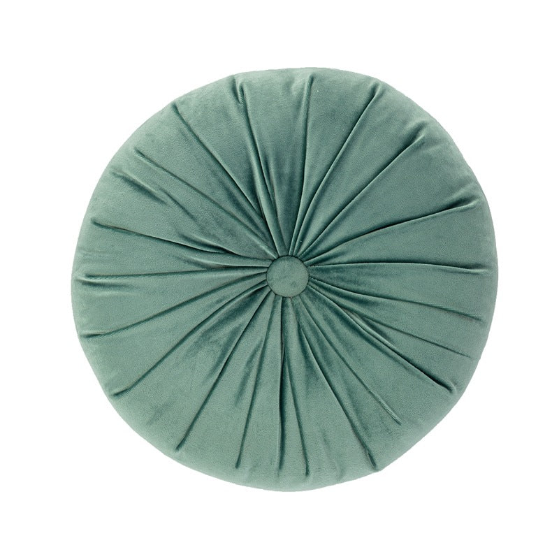 Velvet Round Button Throw Pillow