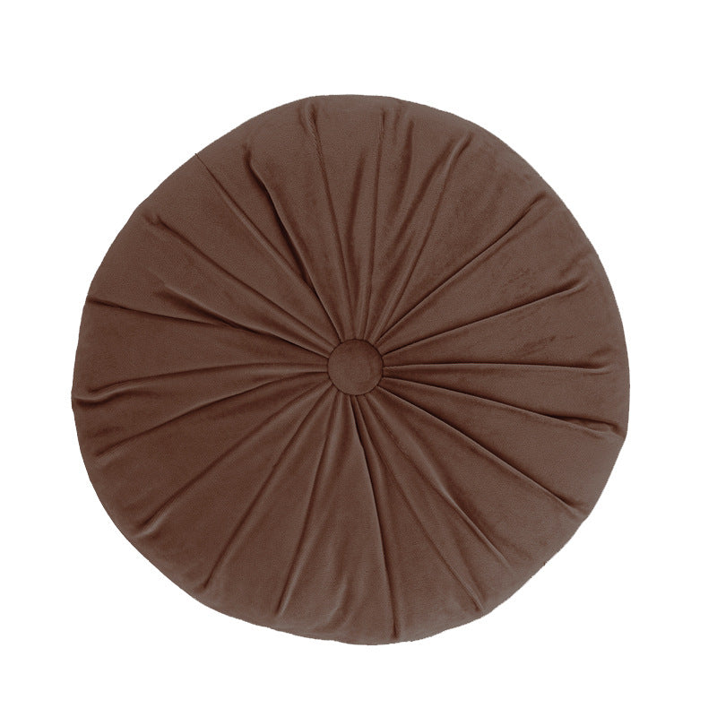 Velvet Round Button Throw Pillow