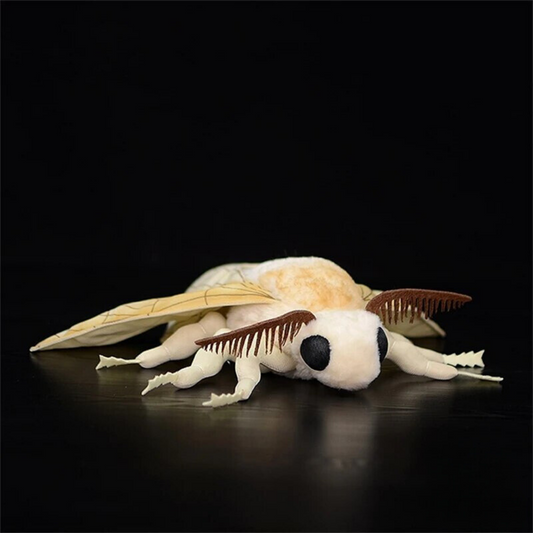 Rosy maple moth plush toy with soft wings and lifelike insect