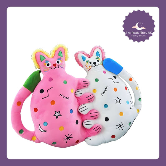 Sweetheart Cat Plush Pillow pink and white