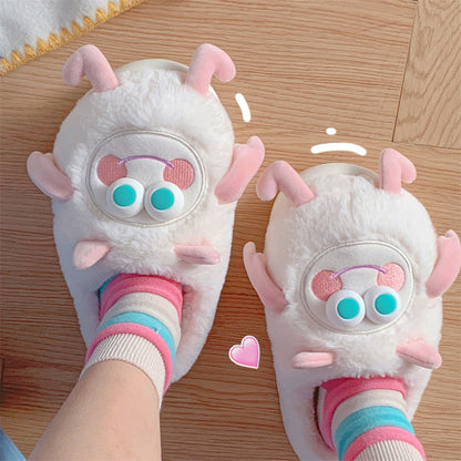 Big Eyes Plush Slippers white