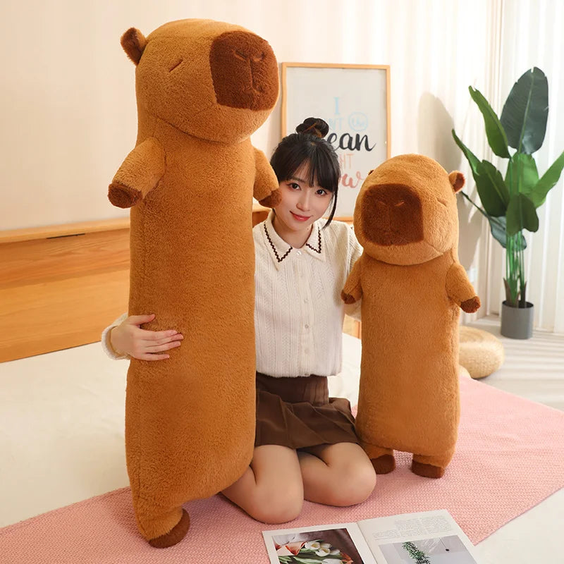 Charming Long Capybara plush toy with a soft texture, perfect for all ages as a cuddly companion.