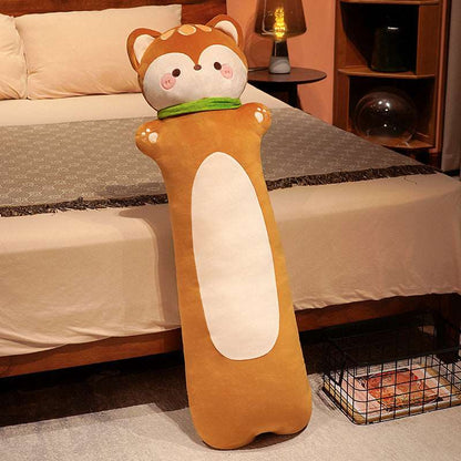 Soft and cuddly long fox plush pillows in  perfect for snuggling and home decor.