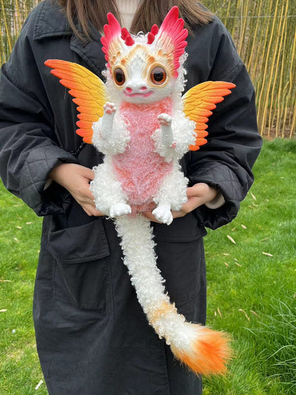 Majestic Flying Dragon Plush Toy orange and white