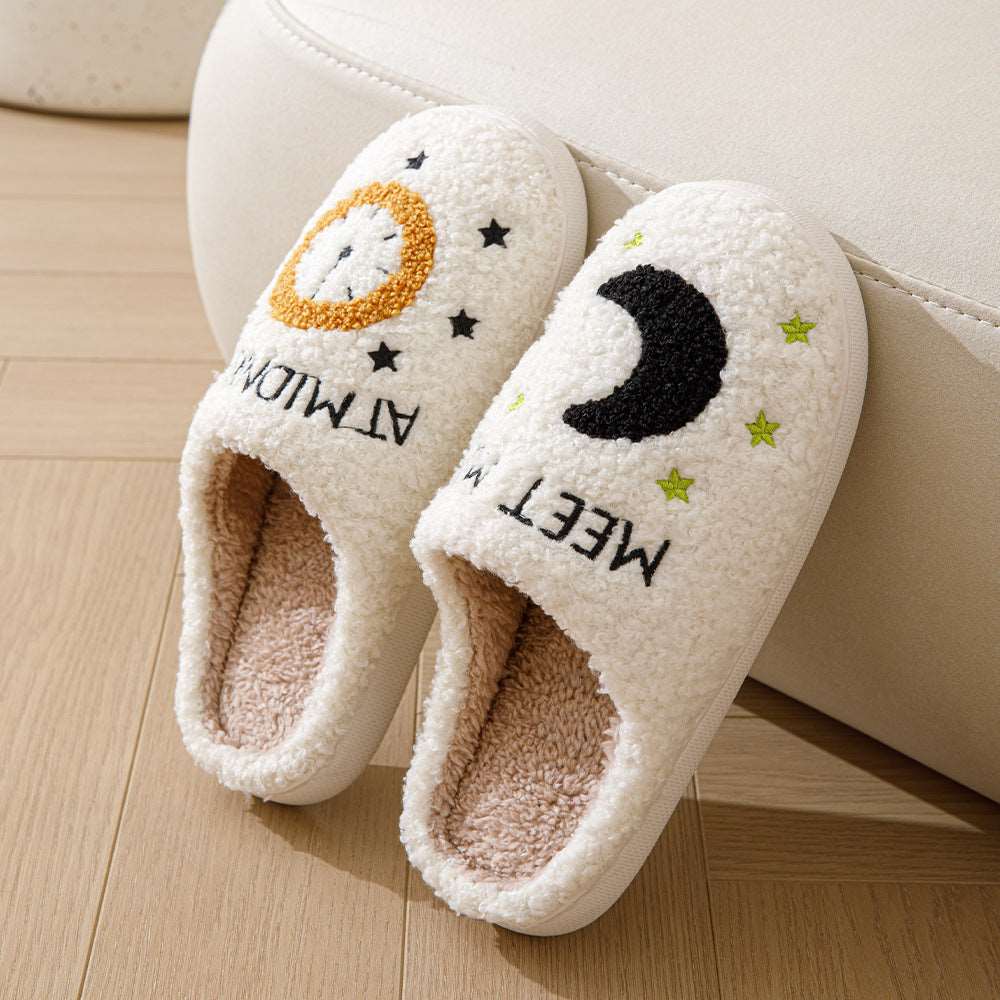 Moon And Clock Plush Slipper