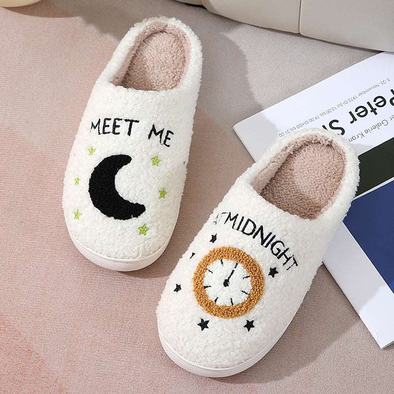 Moon And Clock Plush Slipper