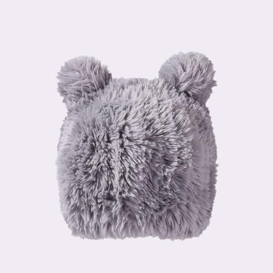 Soft Fluffy Bear Ears Hat - Grey