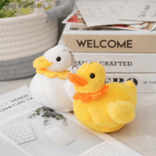 Vibrant yellow Cole Duck plush toy keychain 