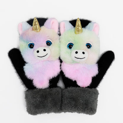 Winter Plush Animal Gloves – Warm Plush Fur for All Ages