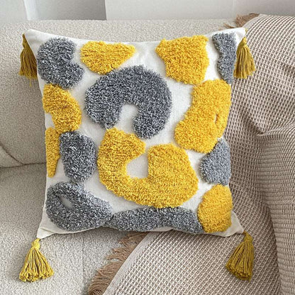 Abstract bohemian tufted cushion