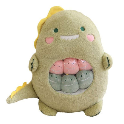 Animal plushie bag with matching mini plush toys