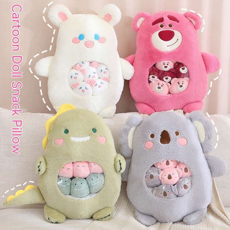 Animal plushie bag and matching mini plush toy set
