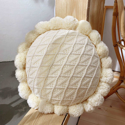 Apricot round knitted ball cushion 50cm