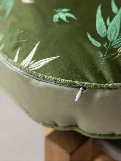 Bamboo leaf floral cushion with gourd-inspired design
