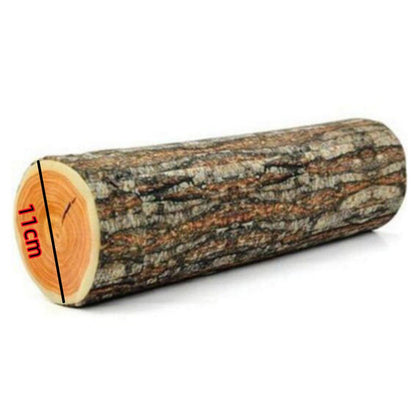 Bark-effect tree stump decorative cushion
