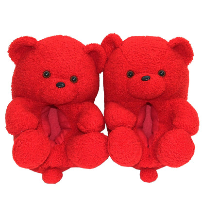 Furry Bear Plush Slippers