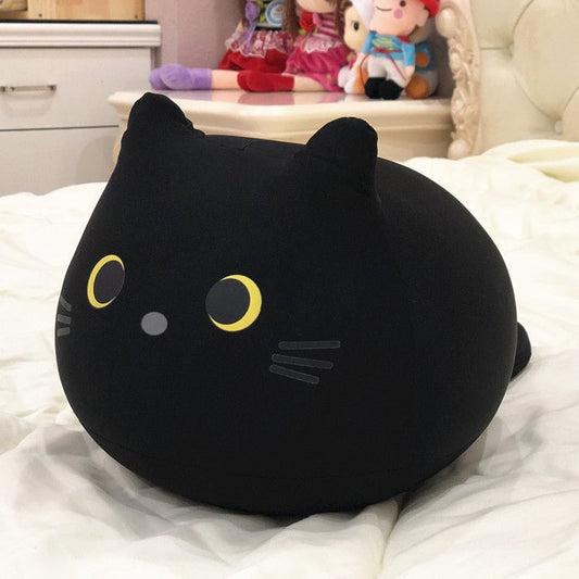 Black chubby cat plush pillow 32cm