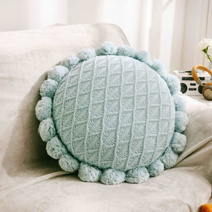 Blue round knitted ball cushion 50cm