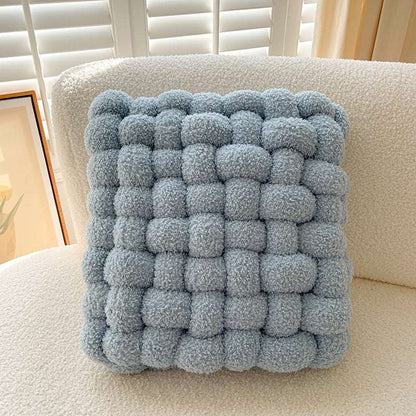 Blue square knot cushion