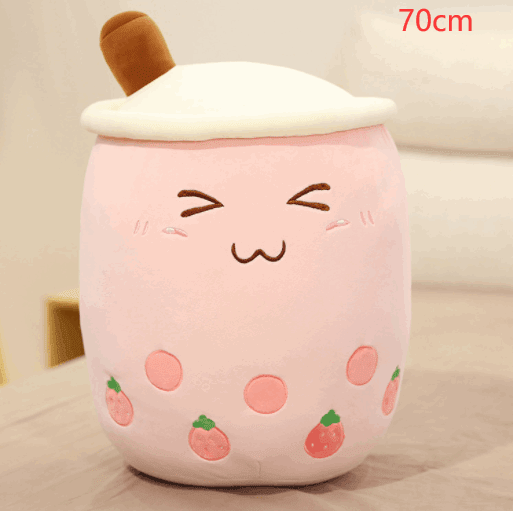 Cute Fruit Drink Plush Stuffed Soft Strawberry Milk Tea Plush Boba Tea Cup Toy Bubble Tea Pillow Cushion Kids Gift
