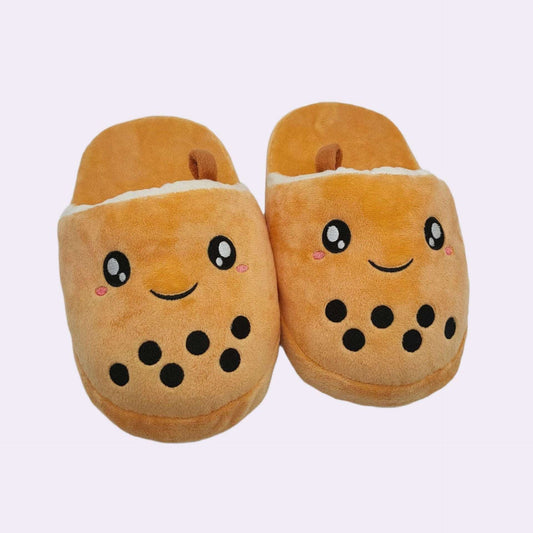 Bubble Tea Plush Slippers